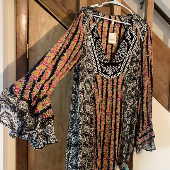 Black floral Free People tunic dress - Picture 3 of 3